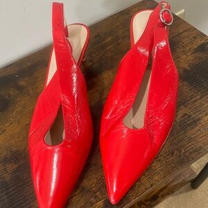 Zara Red Pointed Slingback Heels